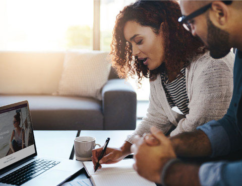 Young couple going over finances